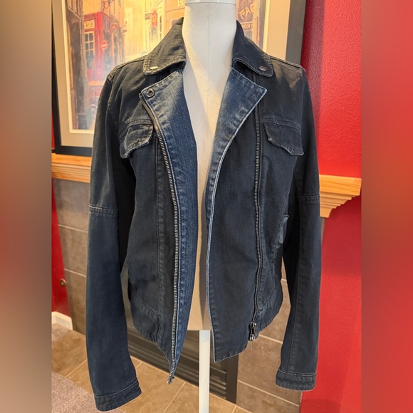 Calvin Klein Jeans Dark Blue Jean Moto Jacket - Picture 2 of 13